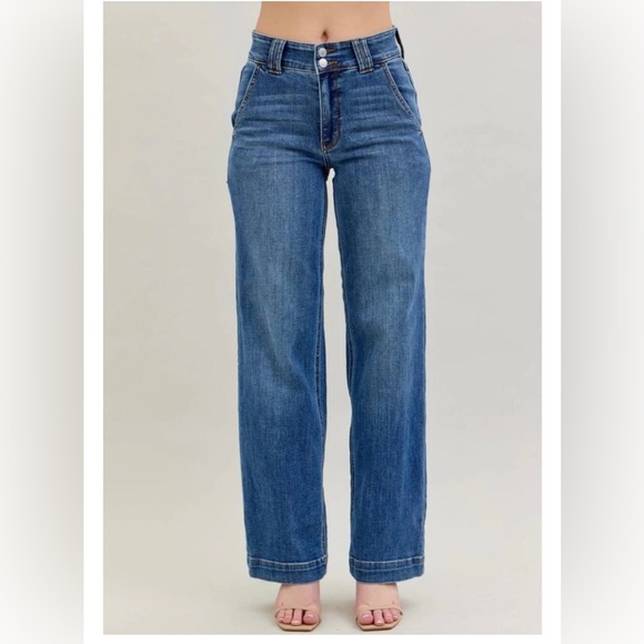 Judy Blue Denim - Judy Blue Wide Leg Jeans in Medium Blue Wash